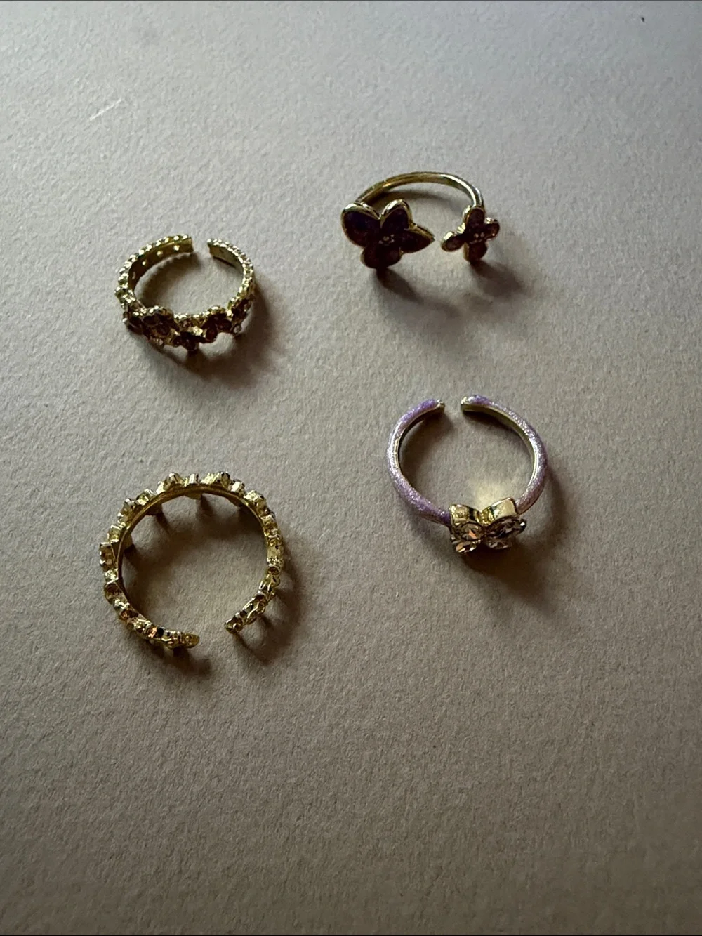Lavender Floral Gold-Plated Ring Set A2145